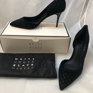 WHBM Ella Black Studded Suede Pumps Sz 9.5